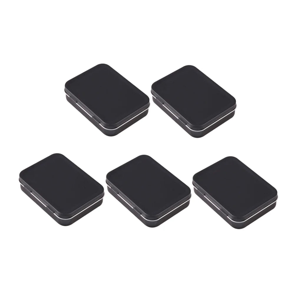 5 PCS Mini Rectangular Tin Storage Boxes with Lids Black V531