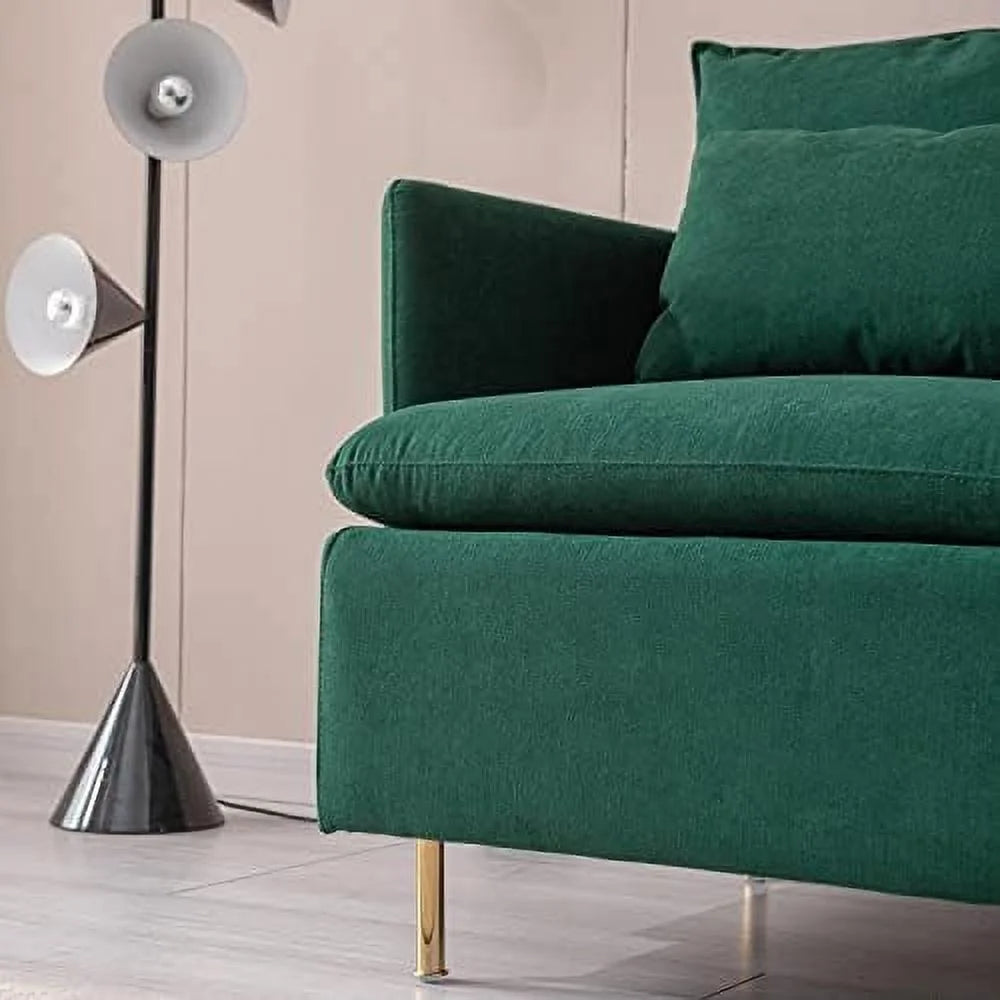 Yellow Linen Fabric Accent Armchair with Pillow I4642