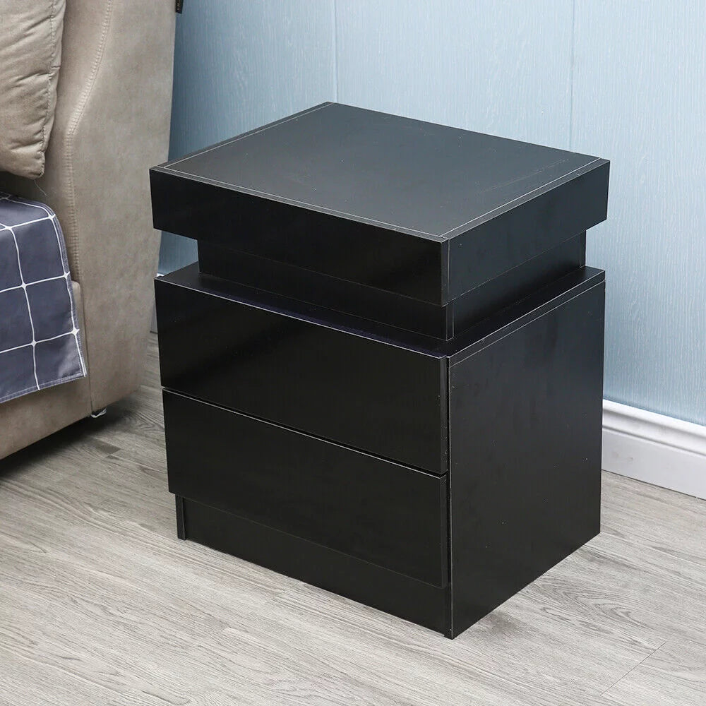 LED High Gloss 2 Drawer Nightstand Z729