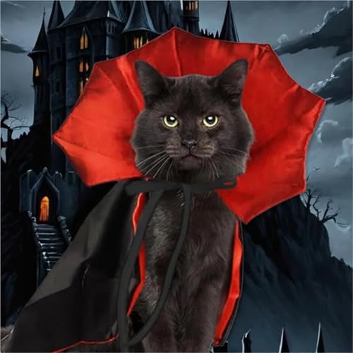 Pet Vampire Cape Cloak 6-Piece Adjustable Red Black G36268