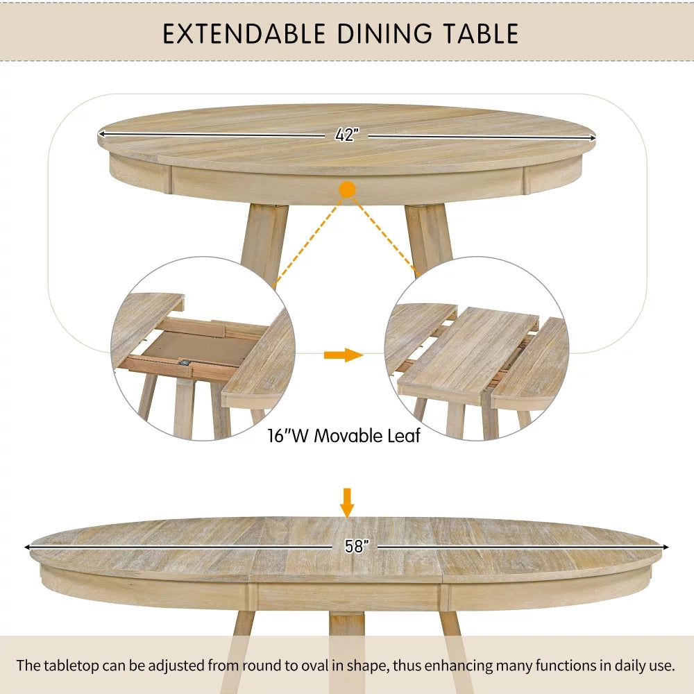 5-Piece Round Dining Set with 4 Upholstered Chairs Y8552