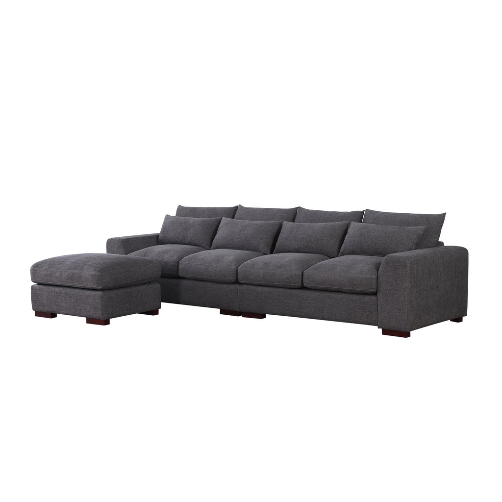 Dark Gray Fabric Modular Reversible Sectional Sofa & Ottoman E250