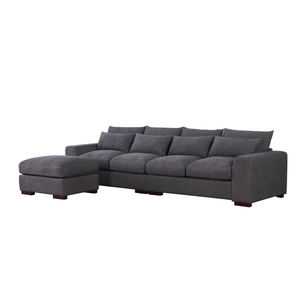 Dark Gray Fabric Modular Reversible Sectional Sofa & Ottoman E250