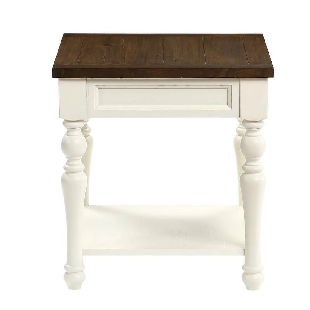 Ivory and Mocha Wood End Table B423