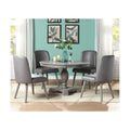 Round Wooden Top Dining Table with Single Pedestal in Gray Oak N881