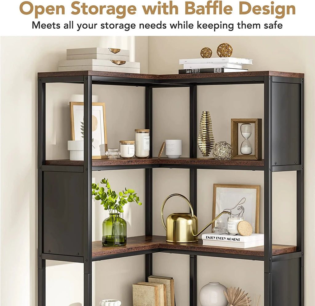 5-Tier L-Shaped Corner Bookshelf V847959