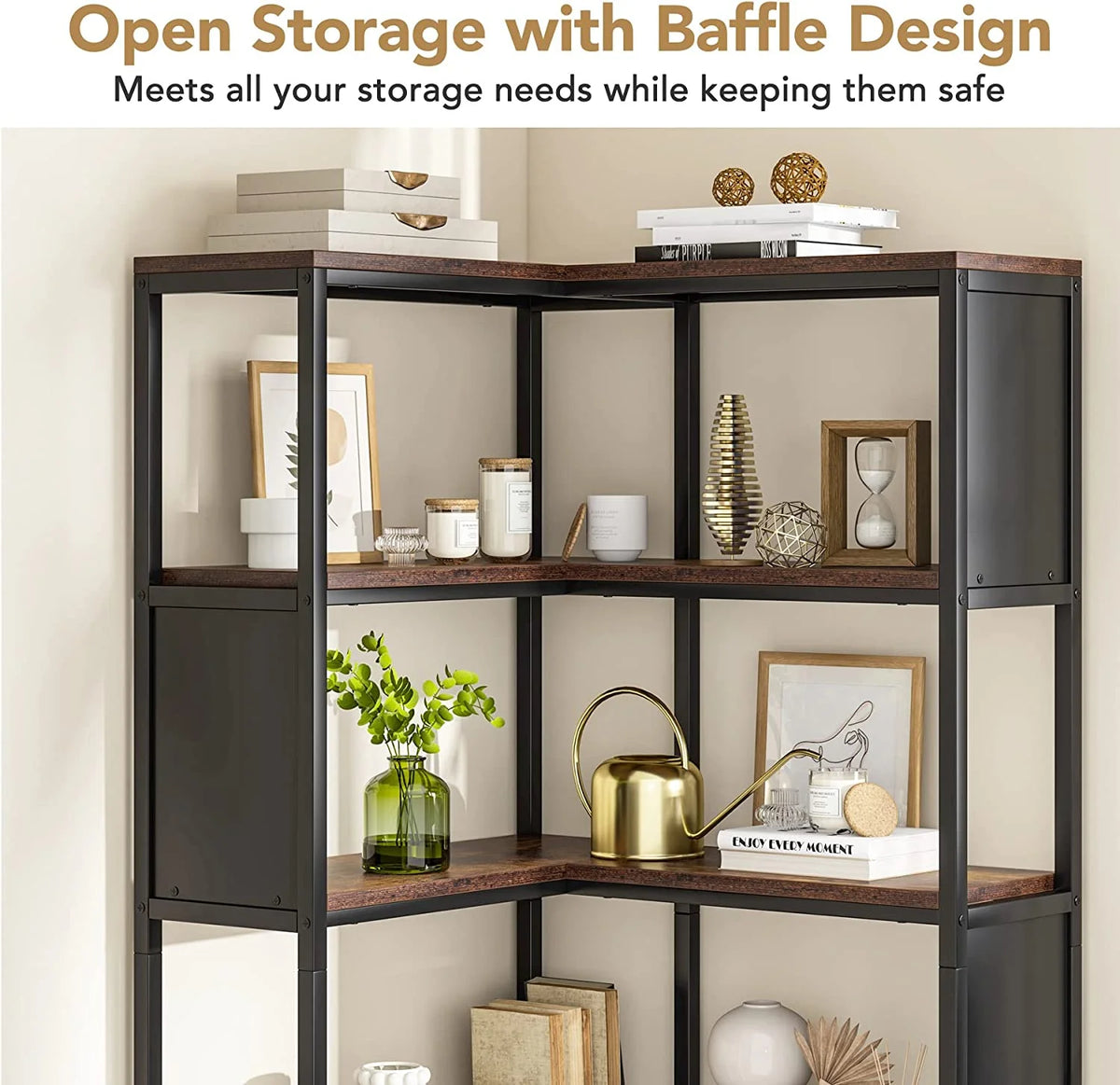 5-Tier L-Shaped Corner Bookshelf V847959