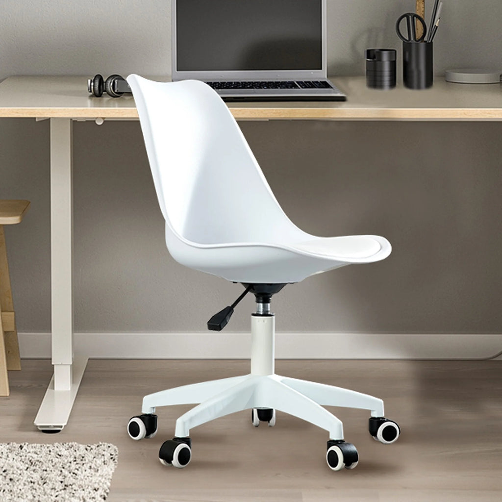 White Artificial Leather Swivel Computer Chair O508418
