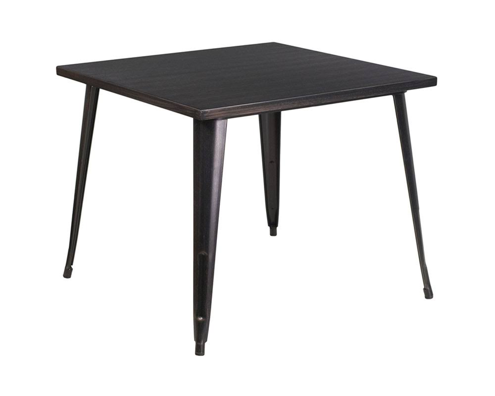35.5'' Square Black-Antique Gold Metal Indoor-Outdoor Table Z71854