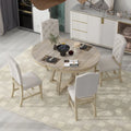 5-Piece Round Dining Set with 4 Upholstered Chairs Y8552