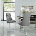 Light Grey Linen Armless Dining Chair Set of 2 E661