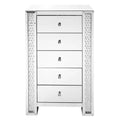29 inch Crystal 5 Drawer Chest Mirror Finish D481