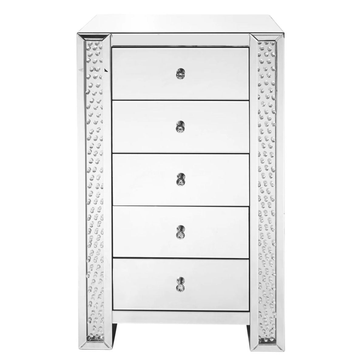 29 inch Crystal 5 Drawer Chest Mirror Finish D481