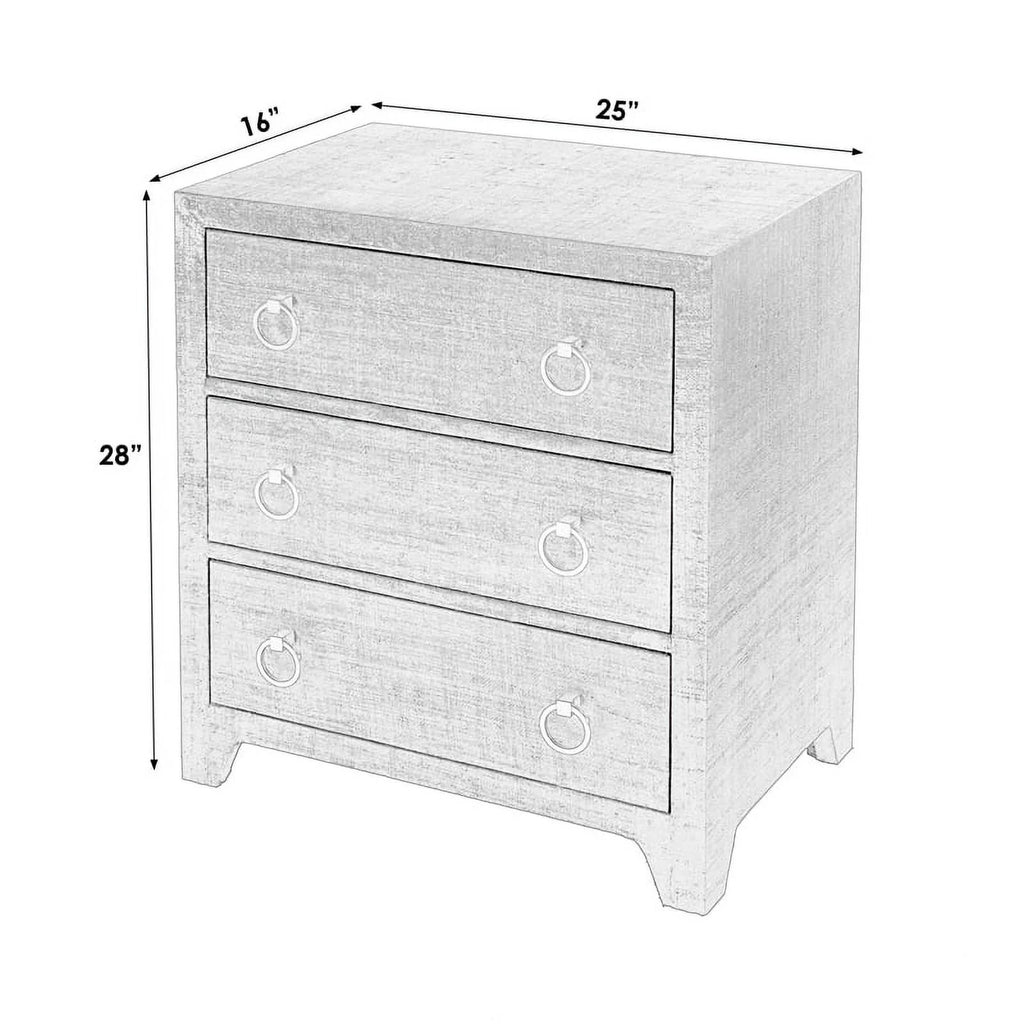 Natural Raffia 3 Drawer Wooden Chest K393