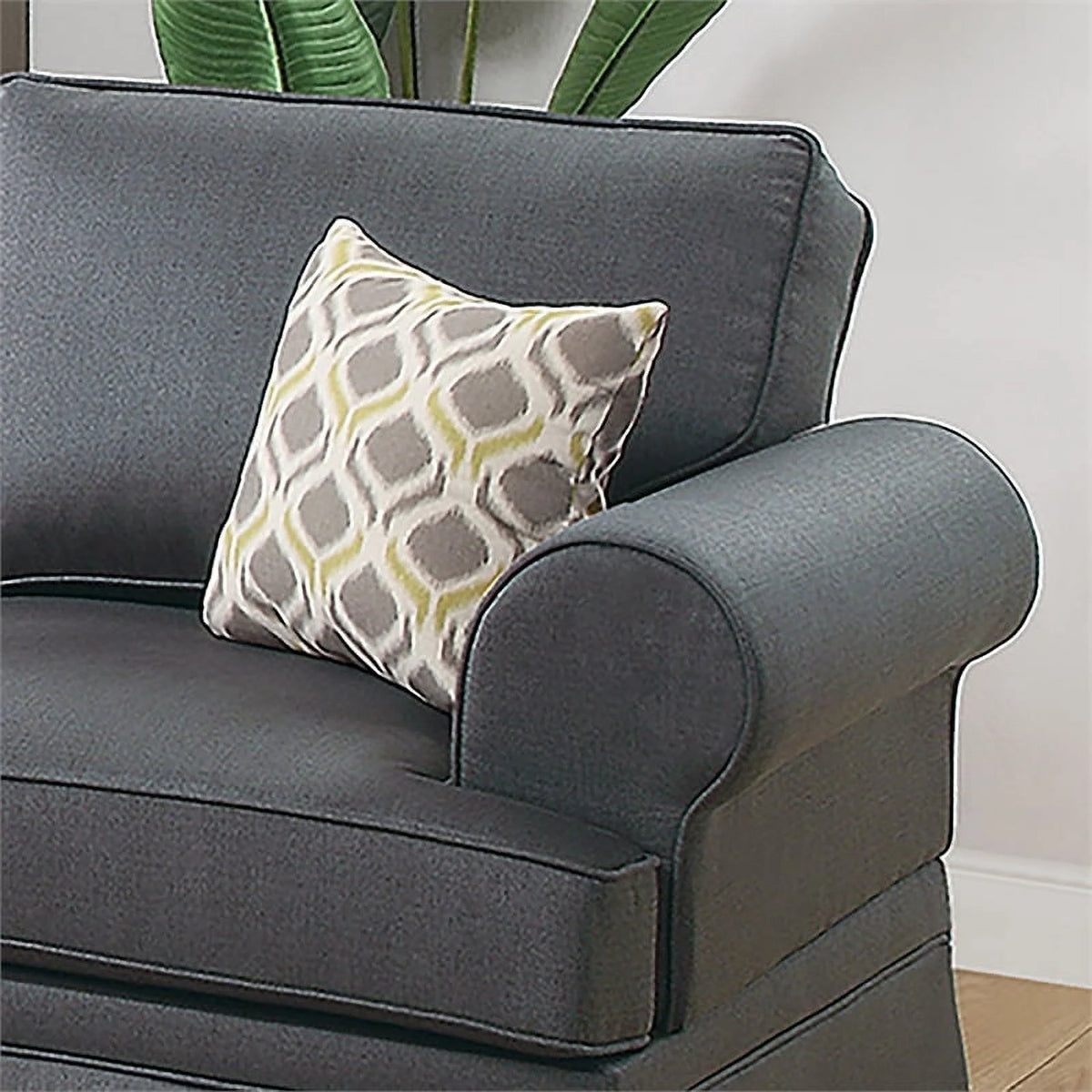 Charcoal Gray 2 Pieces Fabric Sofa Set X80414