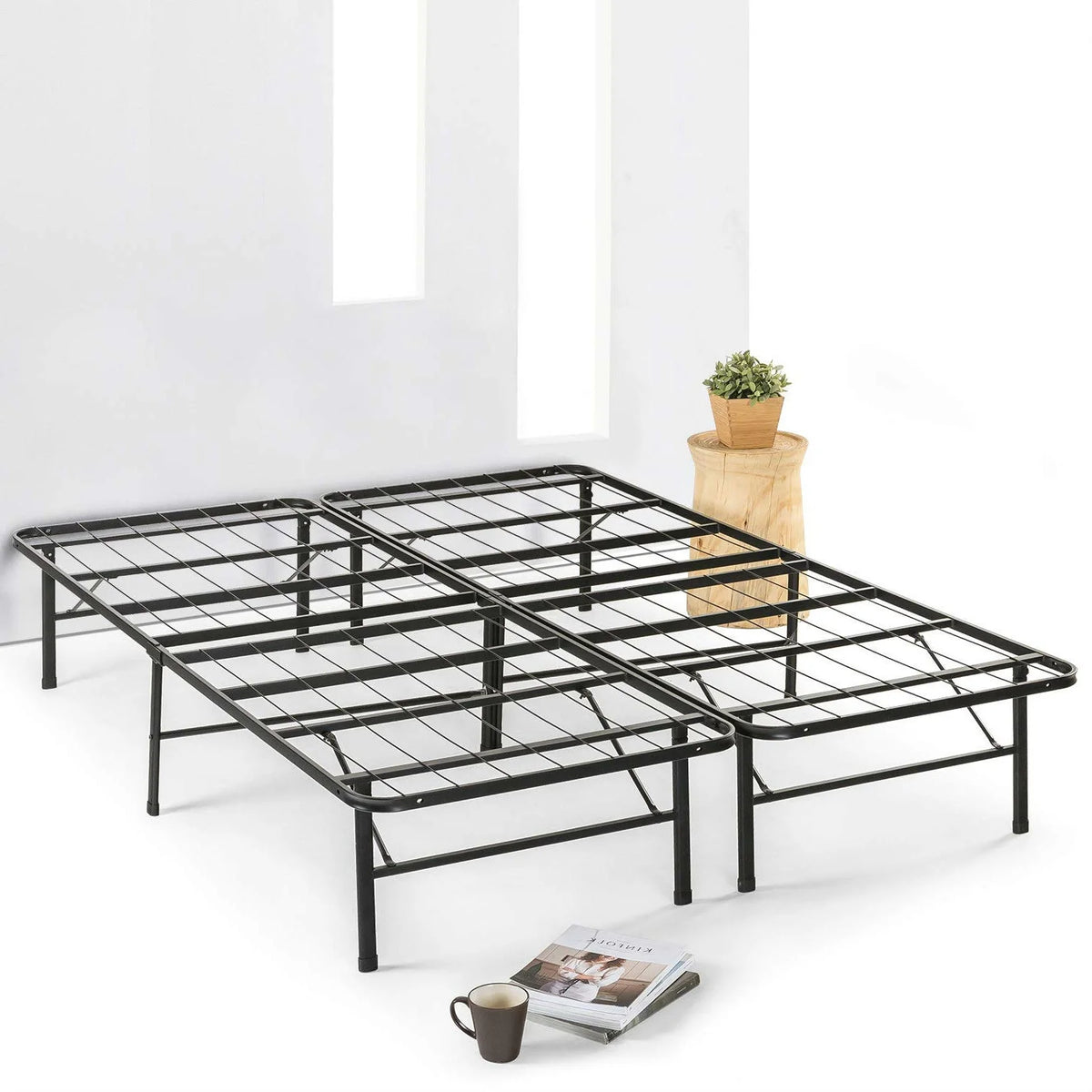 Queen Size Folding Metal Platform Bed Frame with Storage B887842