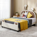 Twin Size Upholstered Platform Bed with Rabbit Ears Headboard W6176