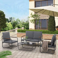 4 Pcs Aluminum Outdoor Sofa Conversation Set with Coffee Table G74865