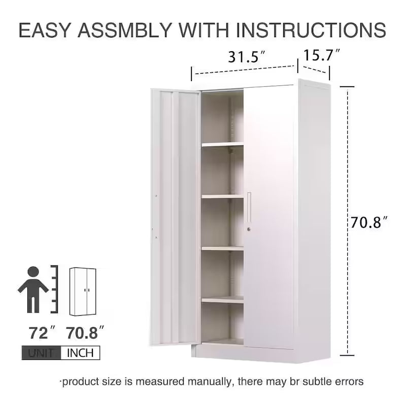 White Metal Garage Storage Cabinet with Single Handle E381