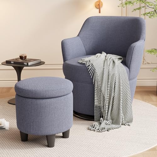 Beige 360 Swivel Accent Chair with Ottoman G27616