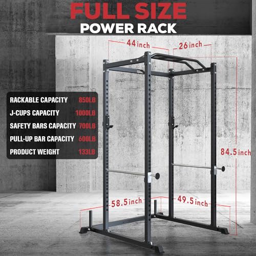 Power Rack with Safety Bars and J-Hooks P414