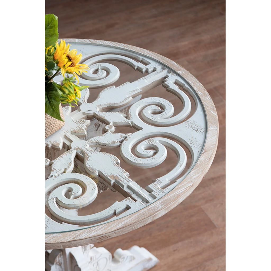 Round Wooden Carved Table Z2269