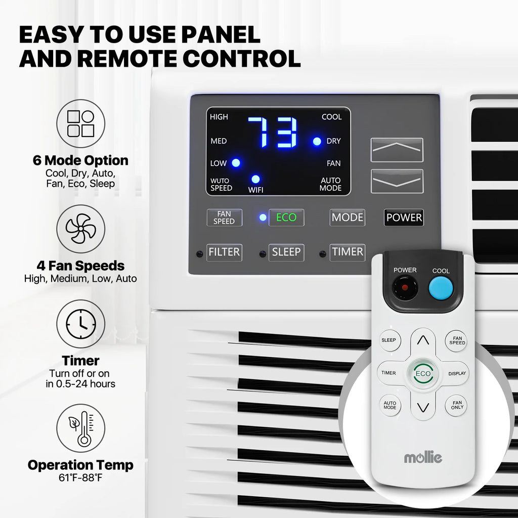 12,000 BTU 115V Smart Window Air Conditioner with Remote Control, White F534