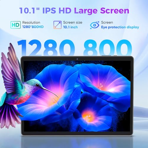 10.1 inch Android 14 Tablet with Keyboard, 26GB RAM, 256GB ROM, 8000mAh Battery, Black Z2089