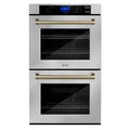 30 In. Double Wall Oven with Self Clean and True Convection in Stainless Steel and Champagne Bronze N3632