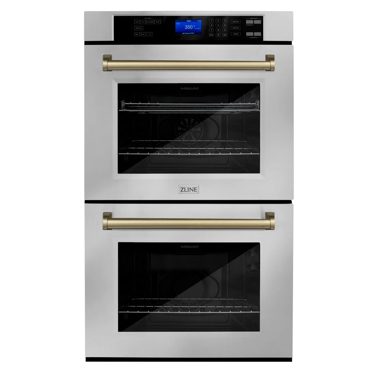 30 In. Double Wall Oven with Self Clean and True Convection in Stainless Steel and Champagne Bronze N3632