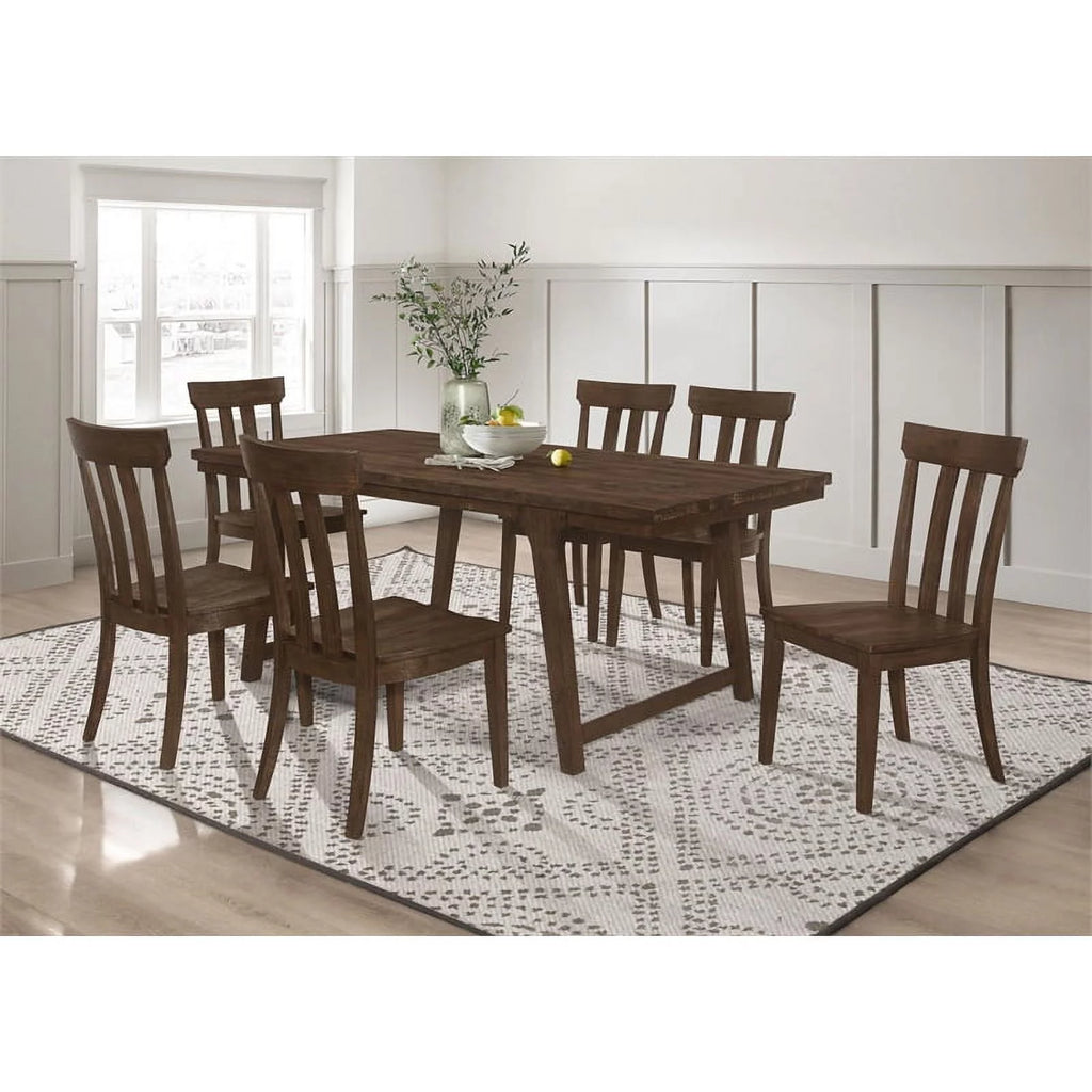 7-piece Farmhouse Wood Rectangular Dining Table Set F346