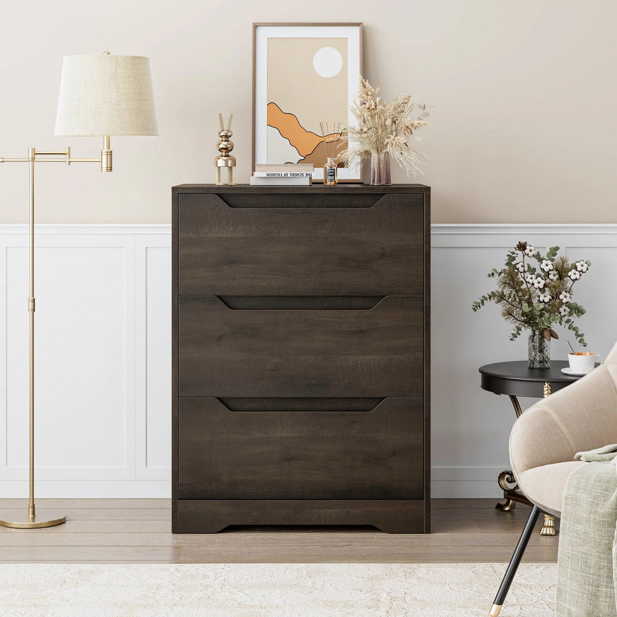 White 3 Drawer Dresser F584