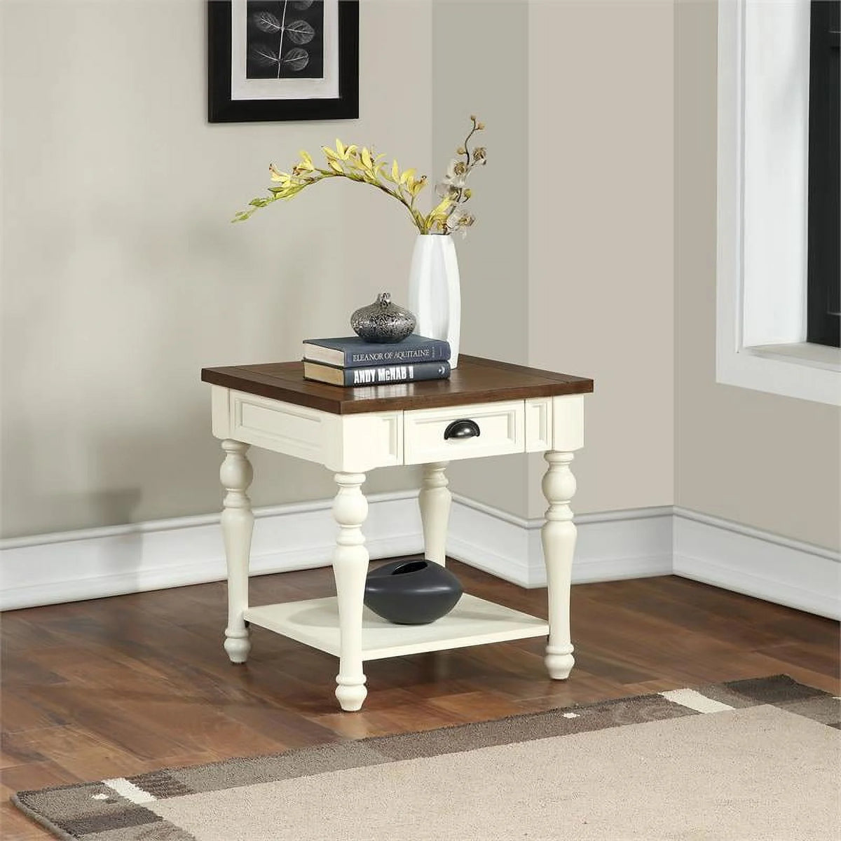 Ivory and Mocha Wood End Table B423