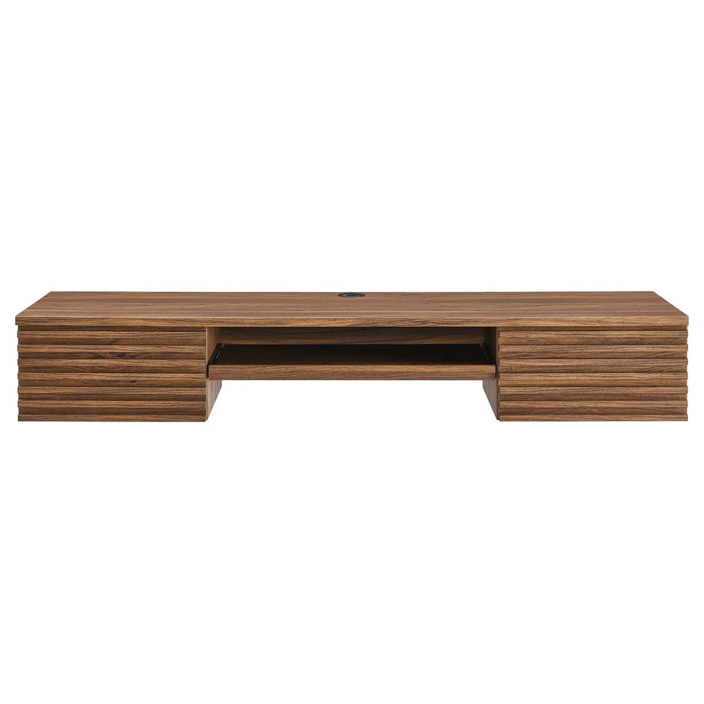 Wall Mount Wood Office Desk in Walnut M4468