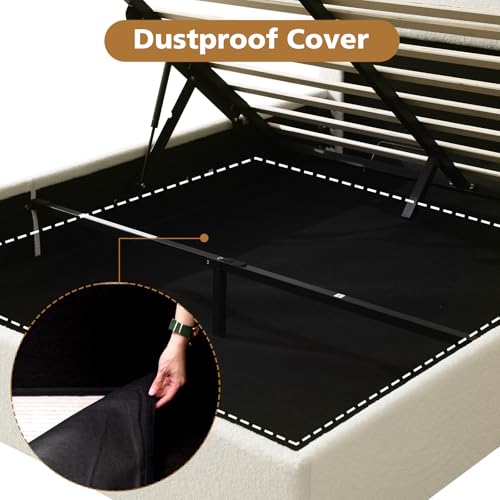 Queen Size Upholstered Boucle Storage Bed with Curved Headboard X763130