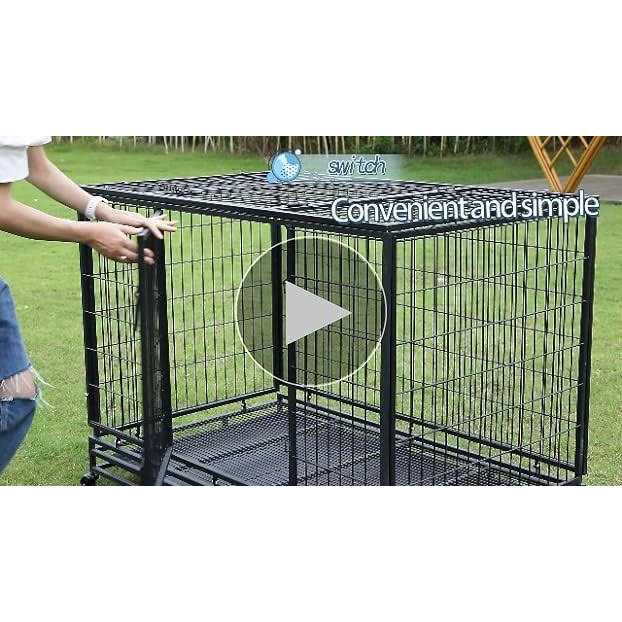Heavy Duty Dog Crate with Plastic Tray Double Doors C85104