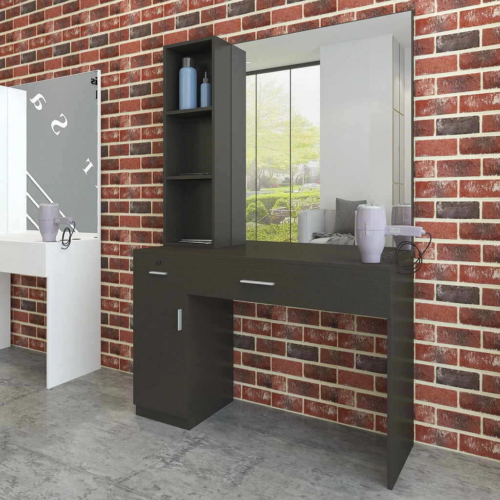 Wall Mount Salon Barber Station with Mirror V63242