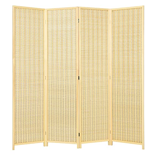 Bamboo 6 Ft Tall 4 Panel Folding Room Divider U472931