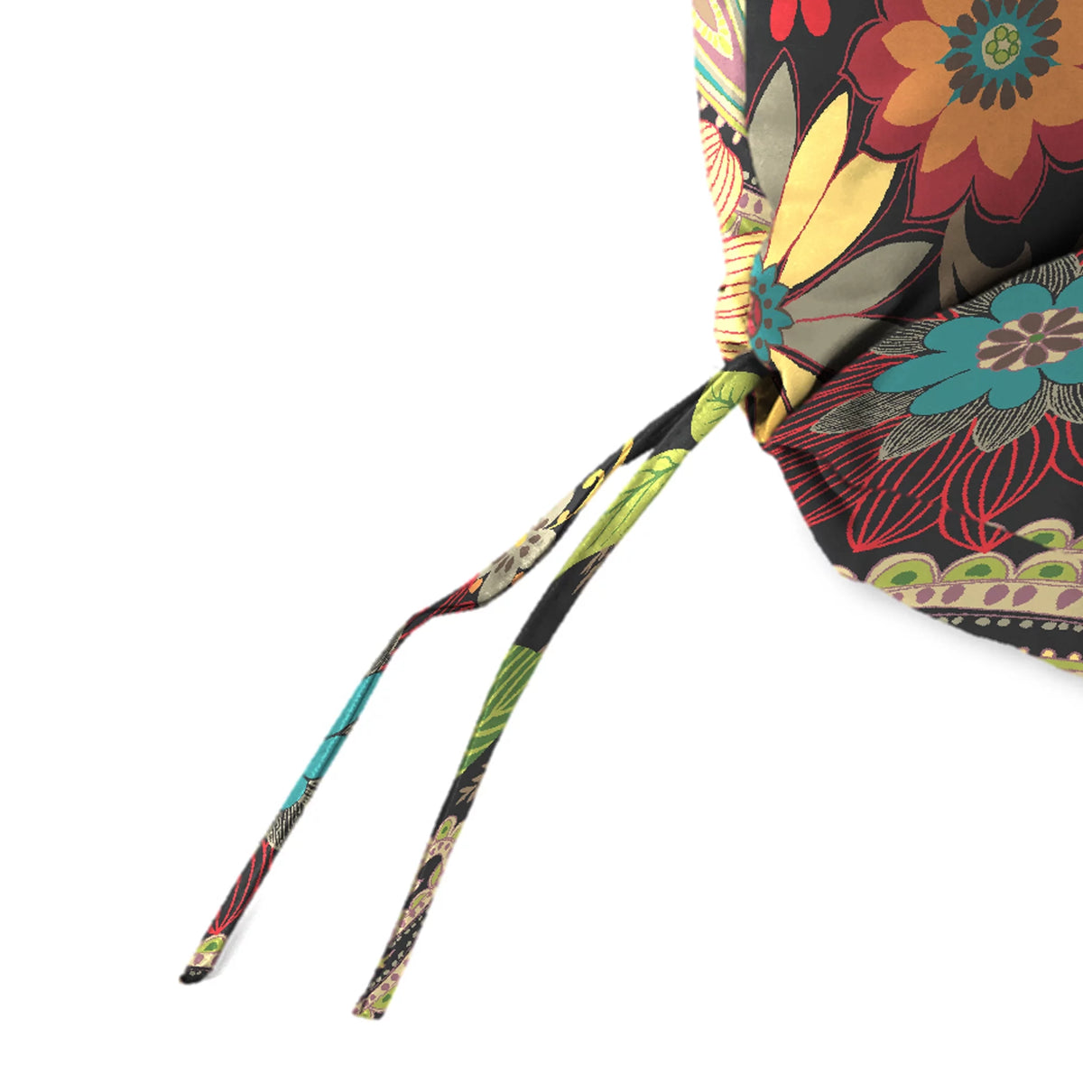 Multicolor Floral Rectangular Outdoor Chair Cushion with Ties C9493