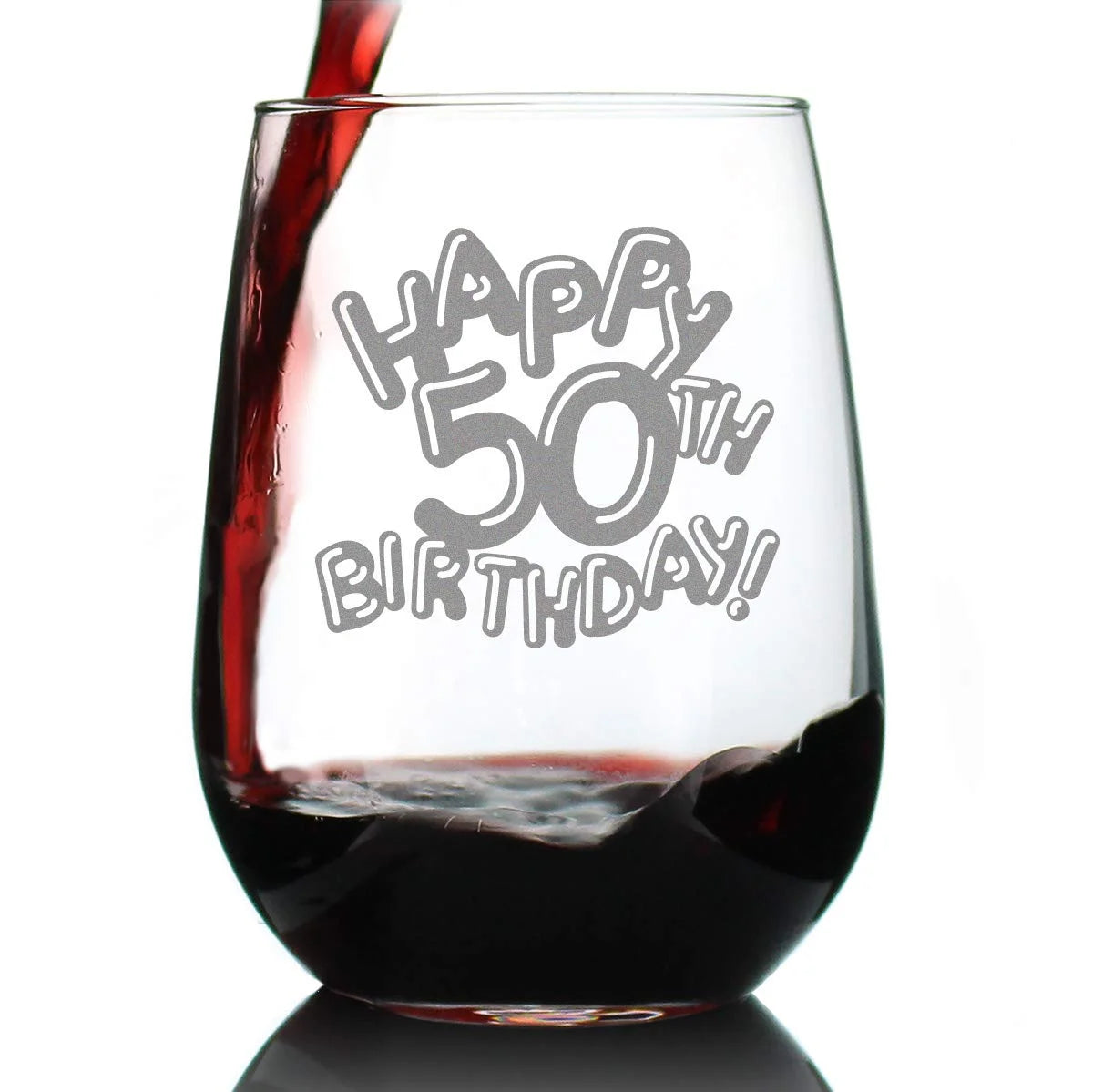 50Th Birthday Stemless Wine Glass 17 Oz T7413