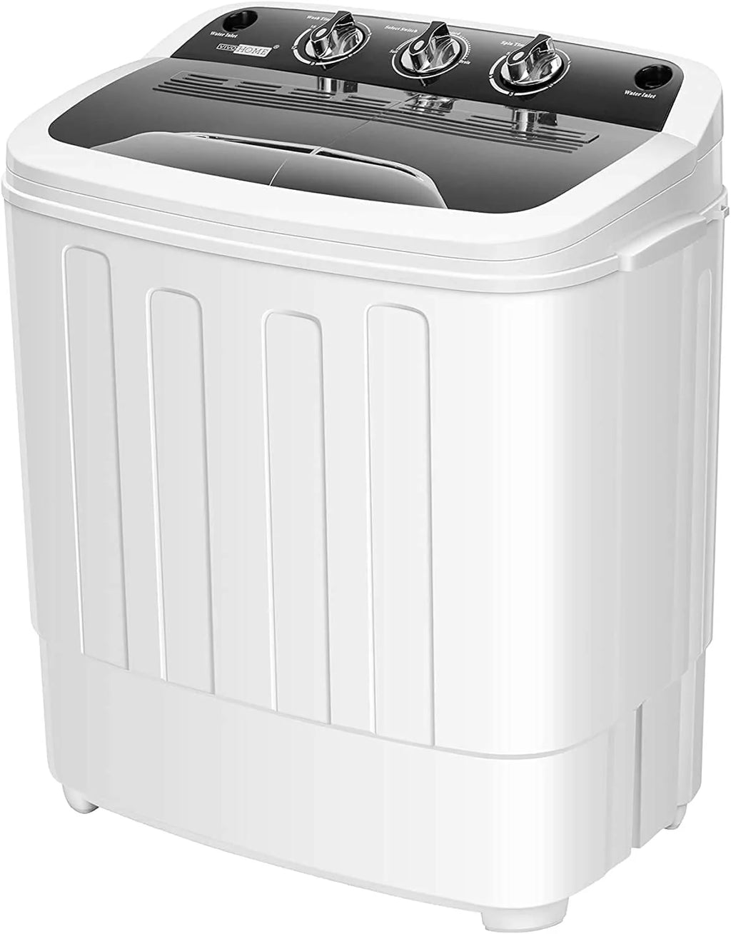 Portable 2 in 1 Twin Tub Mini Laundry Washer and Spin Dryer Combo 13.5lbs Black & White Z1219