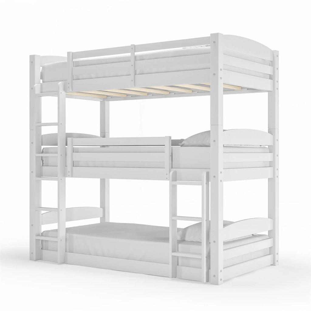 White Triple Twin Bunk Bed D149