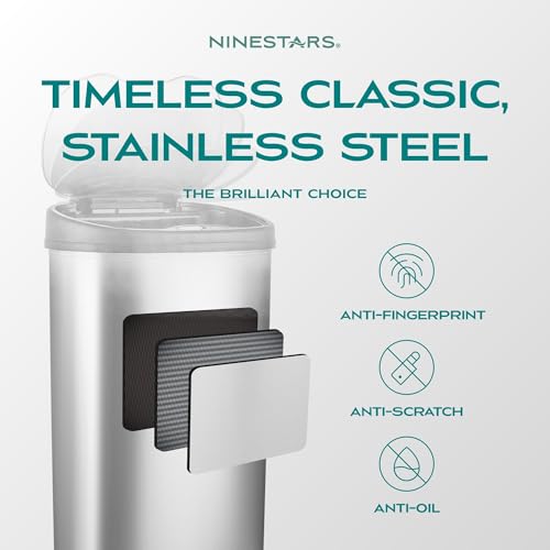 Stainless Steel Motion Sensor Trash Can 50liters Silver D5283
