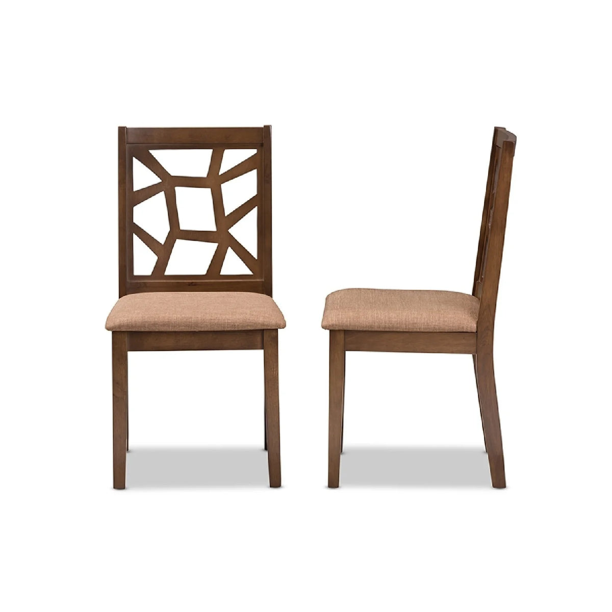 Light Brown Fabric Upholstered Dining Chair Set of 2 F528