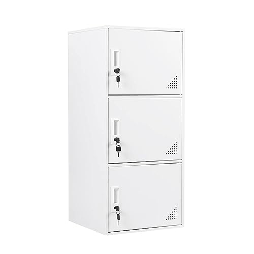 3 Door White Metal Storage Cabinet C671789