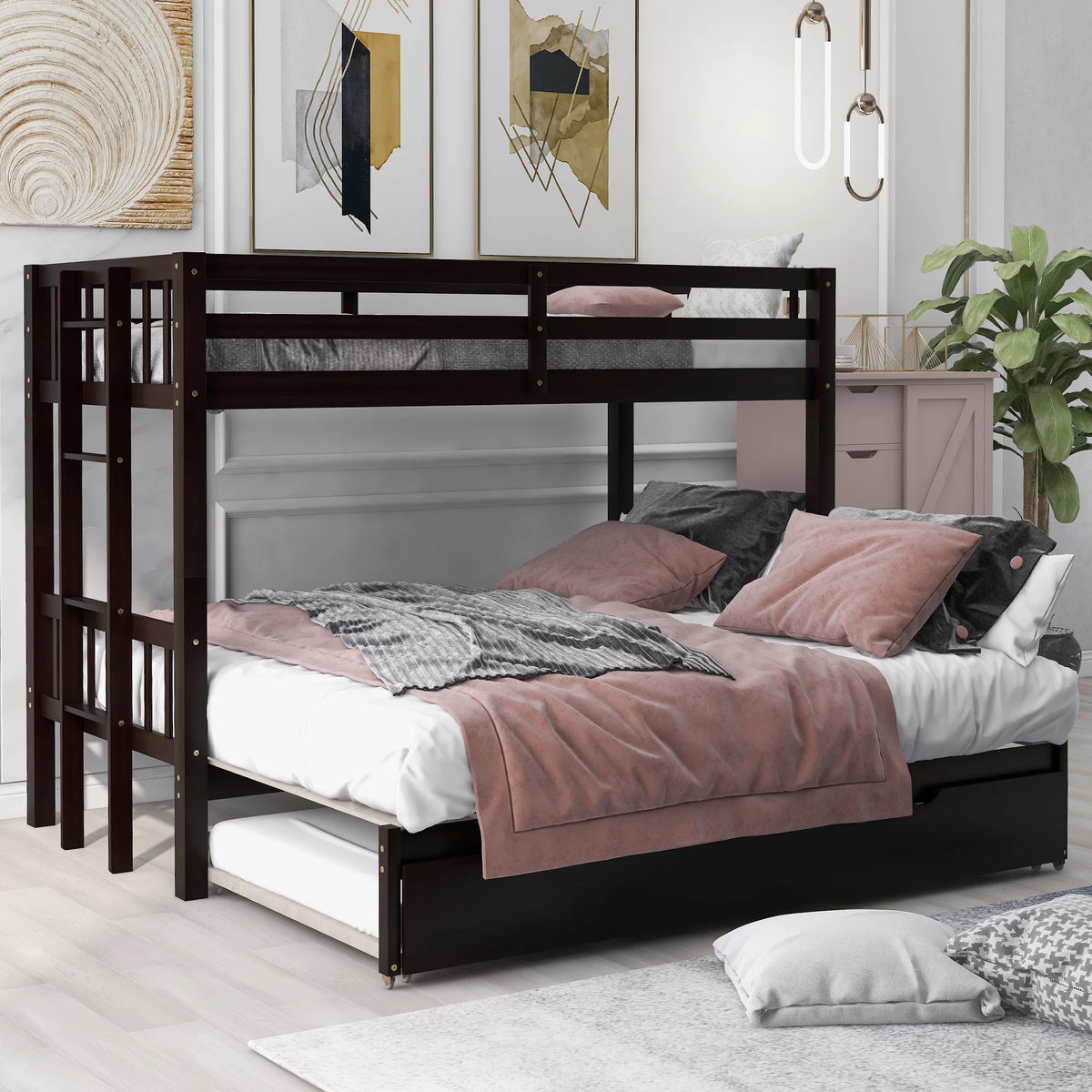 Twin over Pull-Out Bunk Bed with Trundle W664