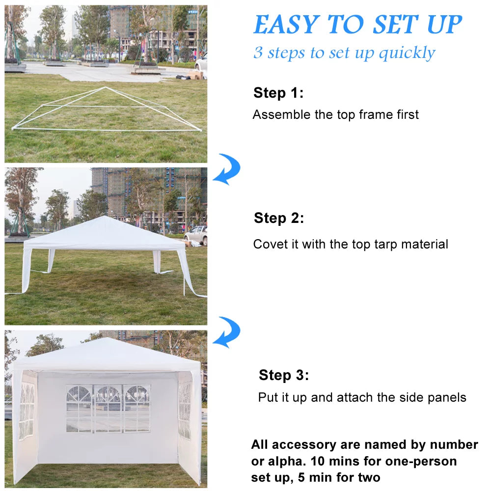 10 x 10 Canopy Tent with 3 Removable Sidewalls and Portable Bag A54531