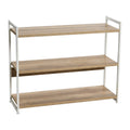 3 Tier Bleached Wood and White Metal Bookshelf L3102