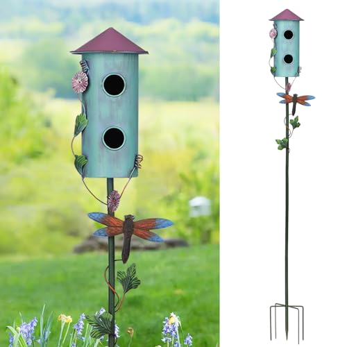 57” Metal Bird Feeder Stake with Cylinders Design F615