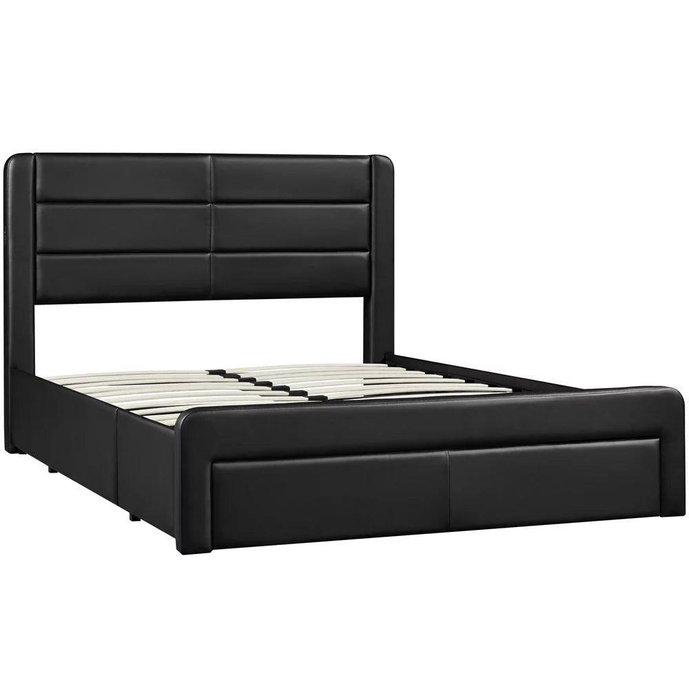 Black Queen Bed with 3 Storage Drawers O19728